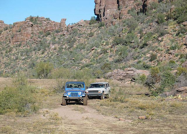 Brandon's jeep (blue) followed by a someone we found on the trail who wanted to tag along.