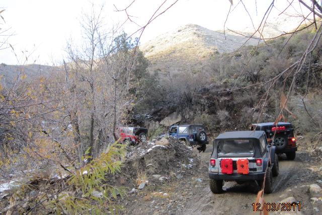 Jeeps waiting to head up the hill after the Mine