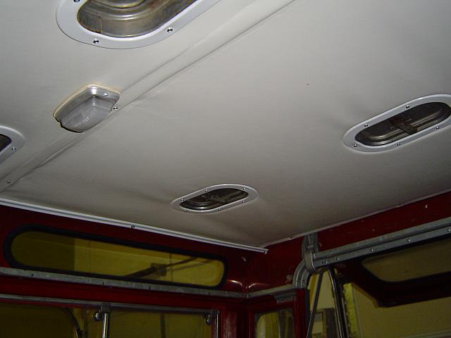 Another headliner shot.  Used a couple old headliner frame pieces, fab'ed a couple new ones and cut & stitched new vinyl to