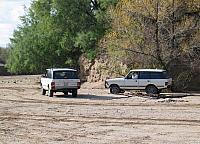 James and Chad's white Range Rovers