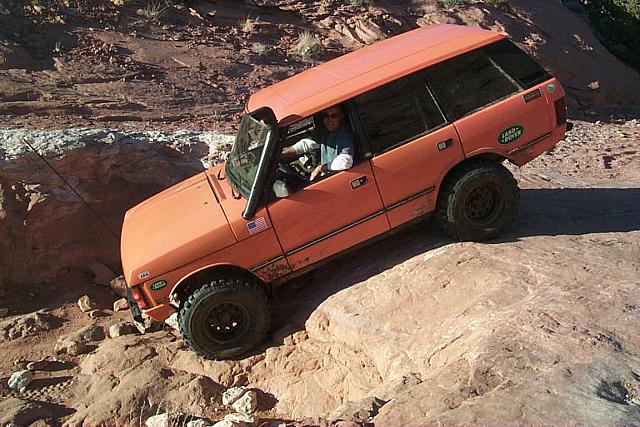 The first real trail obstacle - a large rock step
