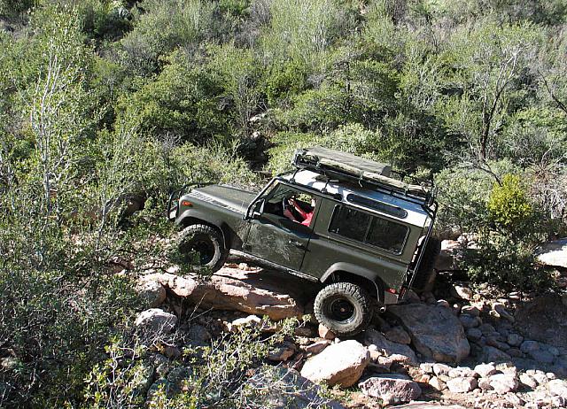Loren's D90 climbs a rock.