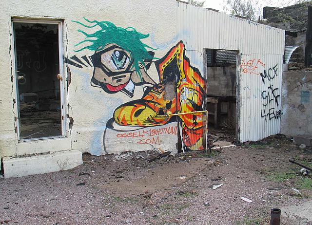 Vandals have had their way with the old buildings