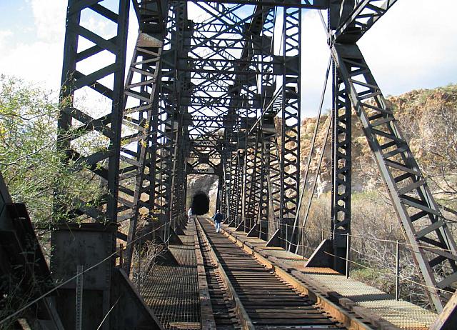Walking across the old bridge