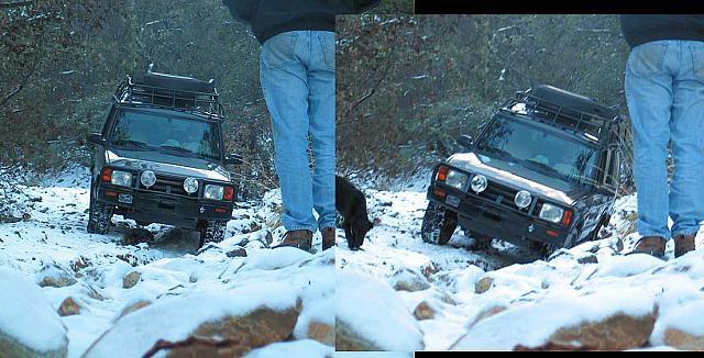 Mike slides sideways into the same rut.