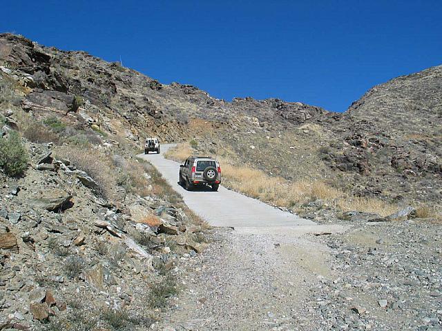 We are surprised to find a short paved section a ways up the side of the mountain.