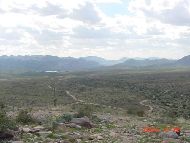 Scenic view with Saguaro Lake in the distance