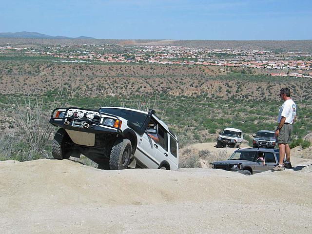 Land Rovers in the desert miles away from civilization
