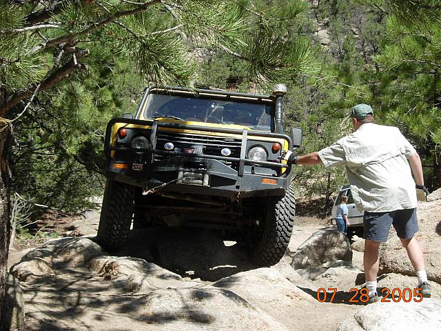 Chris Davis spots Rob in the Rockpile in Chinaman's Gulch