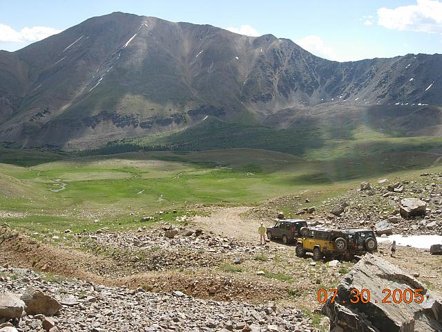 End of the road on Half Moon Lake / Iron Mike Mine trip -- Mt Elbert ahead