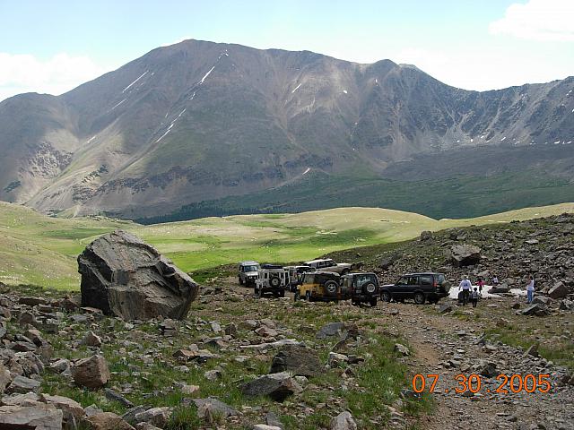 End of the road on Half Moon Lake / Iron Mike Mine trip -- Mt Elbert ahead