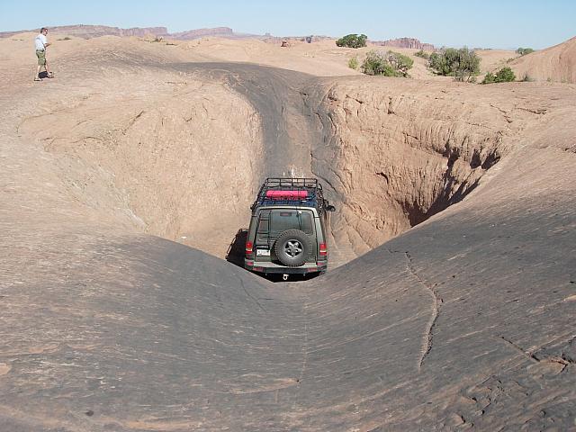 Moab - Poison Spider Mesa - Mike in a rather deep pothole