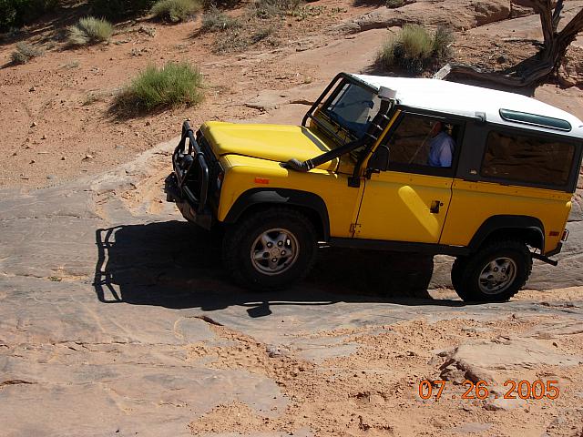 Moab - Poison Spider Mesa  - Rob at the top of the Wedgie