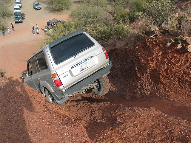 John Shotts lifts a tire going down the playhill.