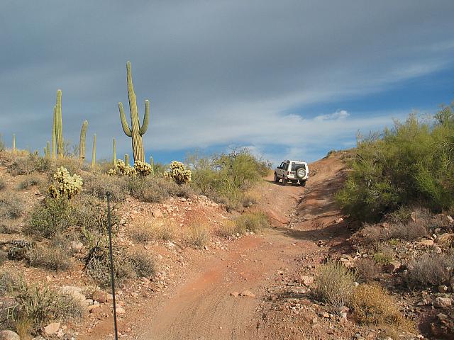Corey heads up a hill.