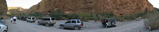 Lining up at the enterance to Box Canyon