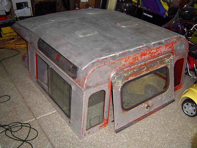 Canopy put back together finally, but sunsheet has been removed for painting