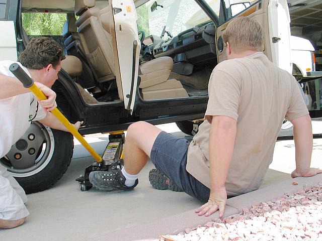 Ted jacks the slider in position.