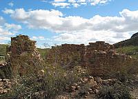 An old building not far from the railroad bridge