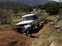 Jon stacks rocks for the small amount of extra traction needed