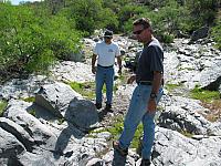 Leo and Mike check out the next section on foot