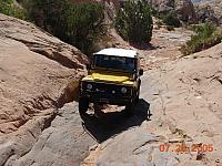 Moab - Poison Spider Mesa  - Rob almost to the top of the Wedgie