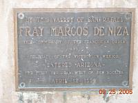 Marcos de Niza plaque