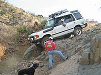 Mike McDonald helps Jon Rowley down 'the step'