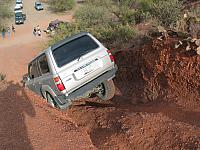 John Shotts lifts a tire going down the playhill.